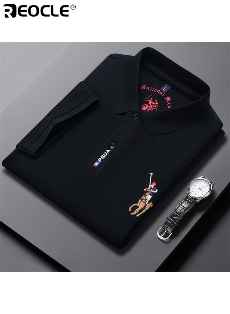 ريوكل قميص بولو رجالي مطرّز قميص كاجوال للأعمال بأكمام قصيرة قمصان غولف مزودة بأزرار - Image 2