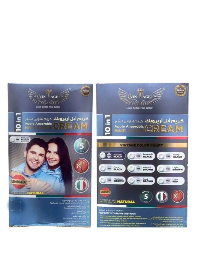 vintage Hair Color Cream 10 in 1 Natural Black - Image 1