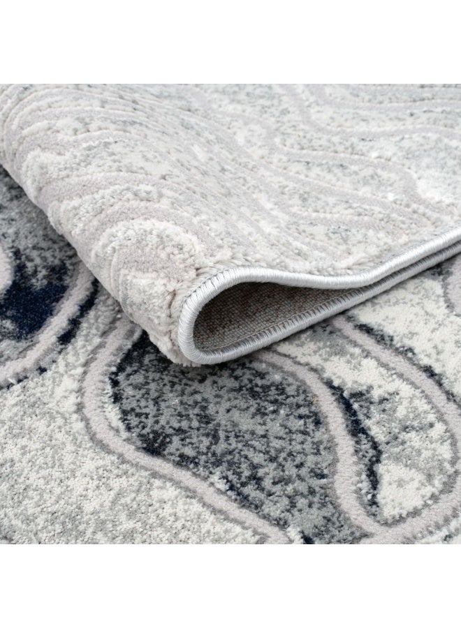 DANUBE HOME Harmony Modern Abstracts Rug | Washable Modern Rugs Style | Polypropylene + Polyester Area Rug Floor Covering | Indoor Carpet For Living Room Dining Bedroom 200X300cm-Blue - Image 3