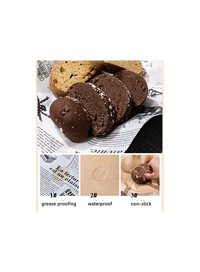 S-TOP 100Pcs Sandwich Wrap Paper, 38 * 28 Cm, Wax Paper Sheets, Baking Disposable Food Wrapping - Image 3
