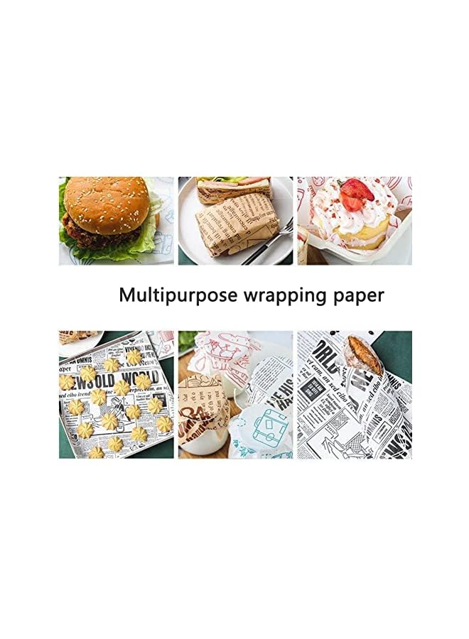 S-TOP 100Pcs Sandwich Wrap Paper, 38 * 28 Cm, Wax Paper Sheets, Baking Disposable Food Wrapping - Image 5