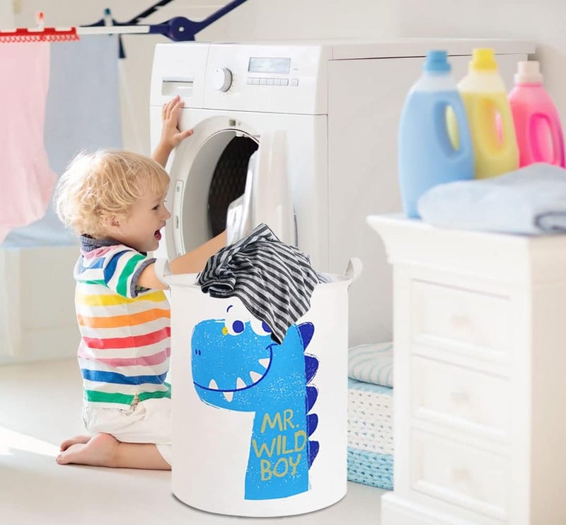 HKEC 19.7" Dinosaur Laundry Basket,Kids Toys Storage Bin for Bedroom,Waterproof Baby Clothes Hamper with Handles,Collapsible Nursery Hamper,Gift Baskets(Dinosaur) - Image 4