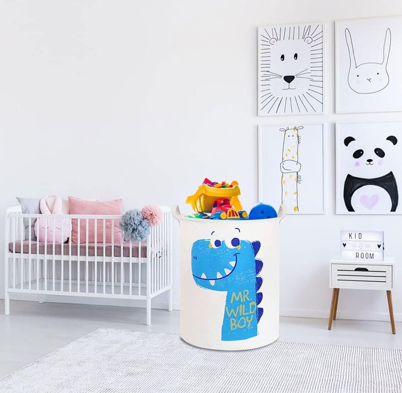 HKEC 19.7" Dinosaur Laundry Basket,Kids Toys Storage Bin for Bedroom,Waterproof Baby Clothes Hamper with Handles,Collapsible Nursery Hamper,Gift Baskets(Dinosaur) - Image 3