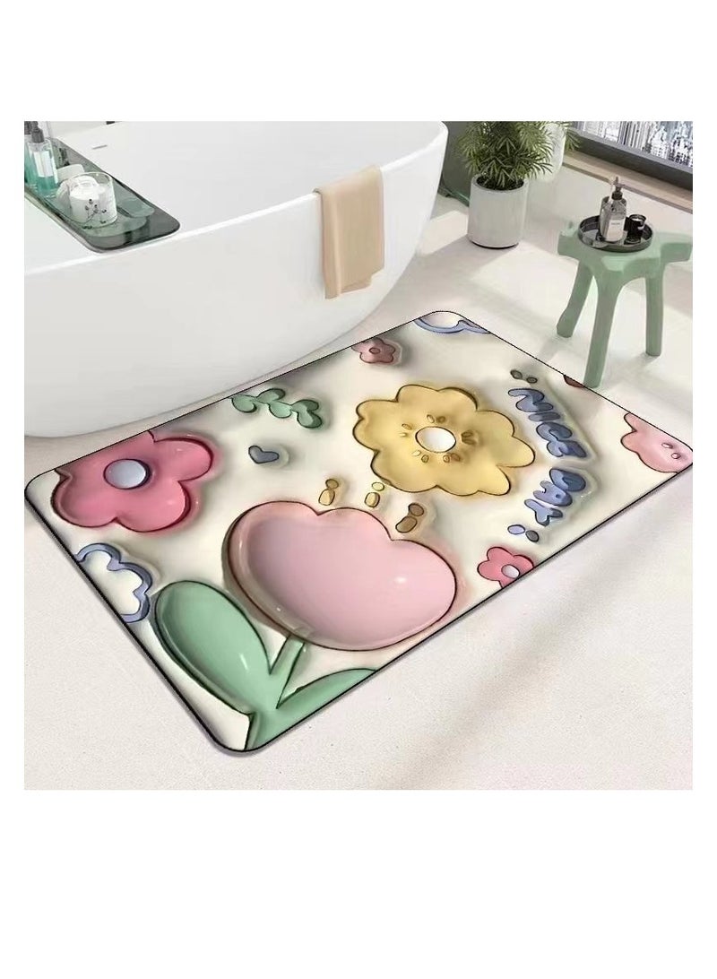 hiwonka 3D Visual Anti-Slip Absorbent Mat,Waterproof Quick Drying Bathroom Rug Non-Slip - Image 1