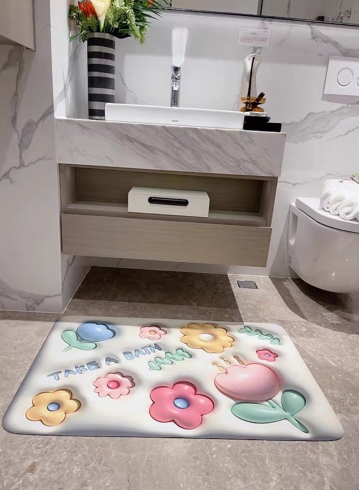 hiwonka 3D Visual Anti-Slip Absorbent Mat,Waterproof Quick Drying Bathroom Rug Non-Slip - Image 2