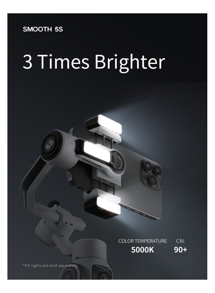 Zhiyun Smooth 5s COMBO with Inbuilt Light 3-Axis Gimbal Focus Pull & Zoom Capability Handheld Gimbal Stabilizer for Smartphone - Image 4