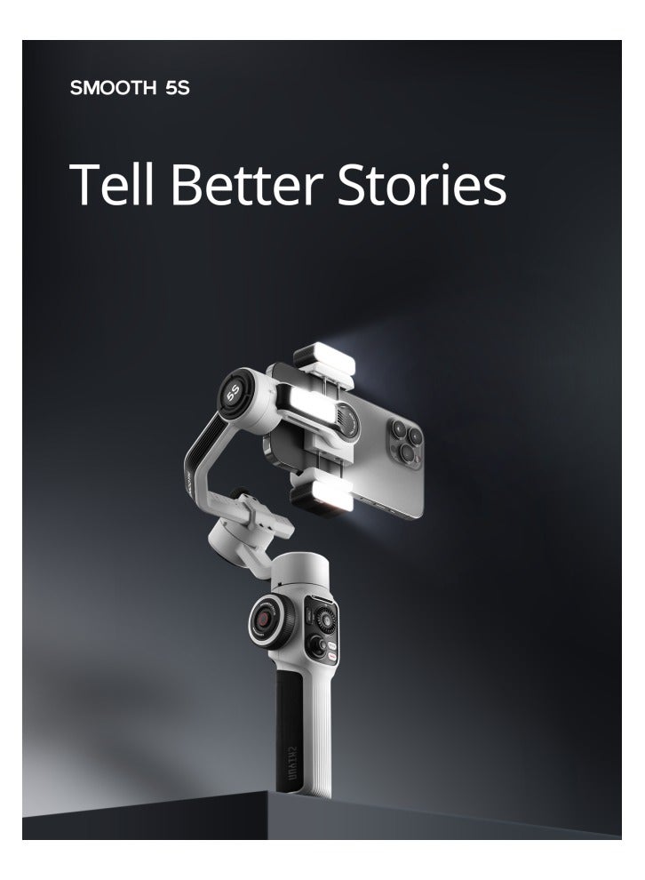 Zhiyun Smooth 5s COMBO with Inbuilt Light 3-Axis Gimbal Focus Pull & Zoom Capability Handheld Gimbal Stabilizer for Smartphone - Image 5