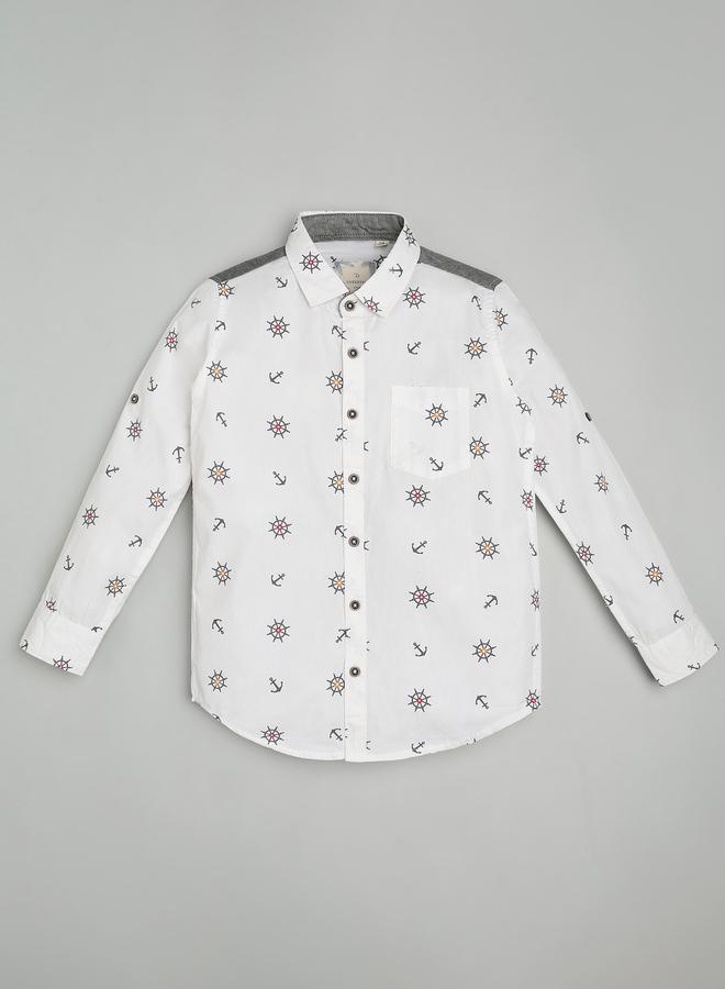 Infinity Kids Nautical Print Cotton Shirt - Image 1