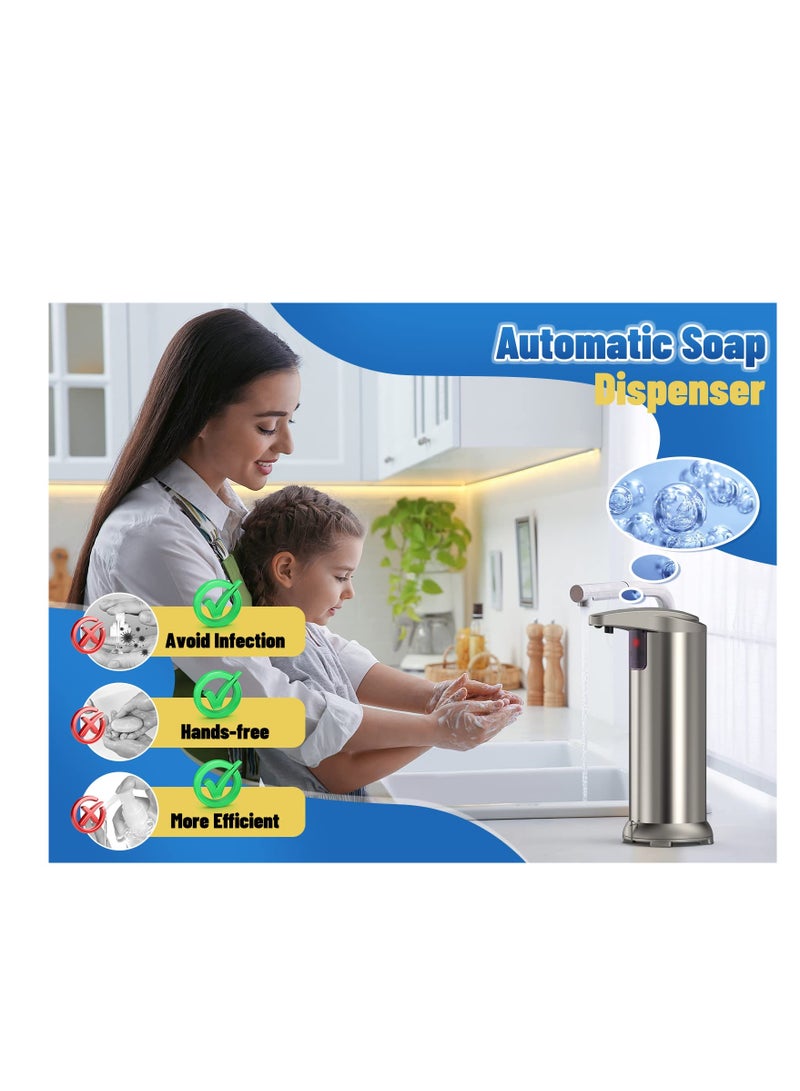 SYOSI Automatic Soap Dispenser, Touchless Dish Soap Dispenser 8.45oz/250ml with 3 Adjustable Levels Control, Equipped with Infrared Motion Sensor Smart for Bathroom Kitchen School Hotel - Image 3