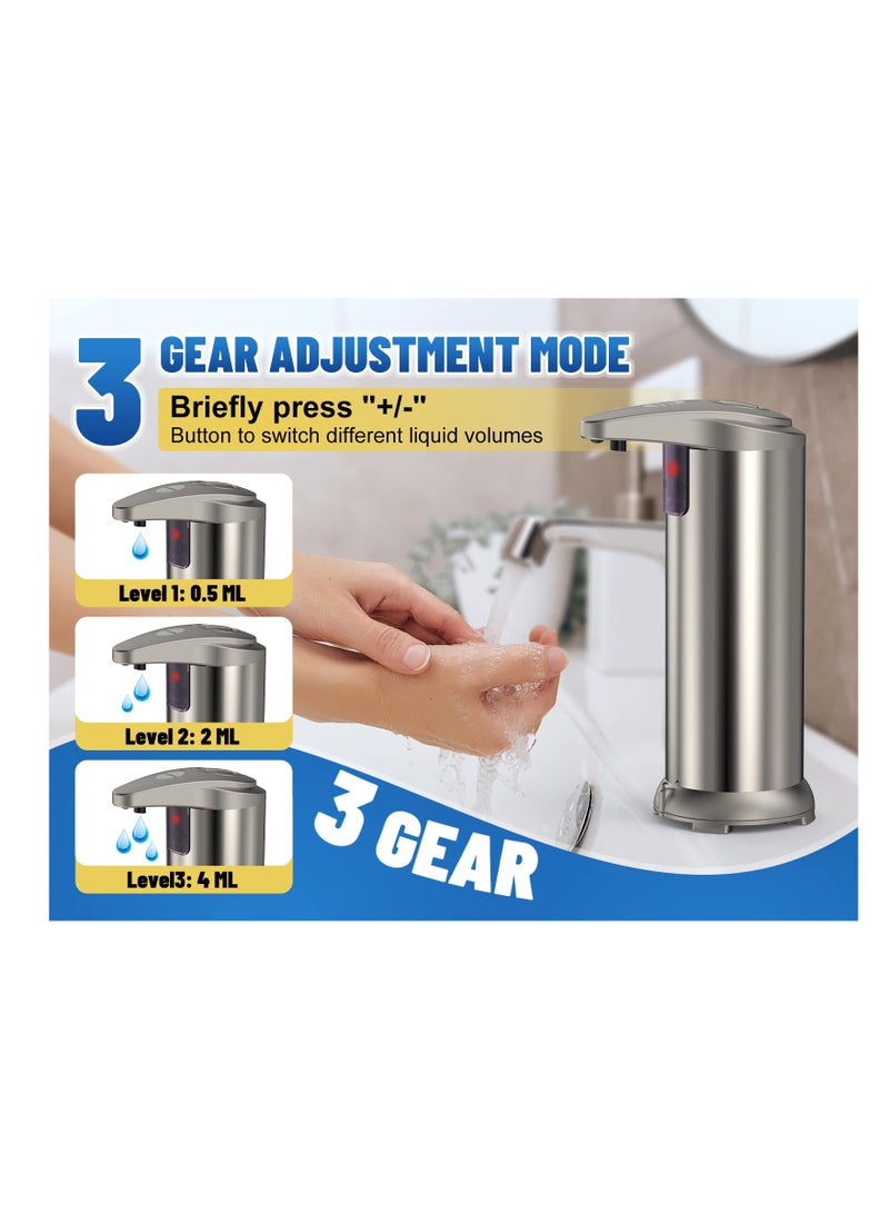 SYOSI Automatic Soap Dispenser, Touchless Dish Soap Dispenser 8.45oz/250ml with 3 Adjustable Levels Control, Equipped with Infrared Motion Sensor Smart for Bathroom Kitchen School Hotel - Image 2