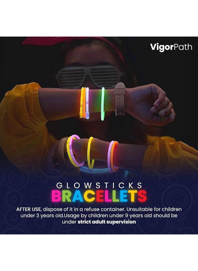 vigor path - Set of 100' Luminous Sticks - 8" Glowsticks for Bracelets, Necklaces - Perfect for Neon-Themed Parties, Easter Celebrations, Festive Christmas Evenings, Spooky Halloween Nights, and Football Fanatic - Image 1