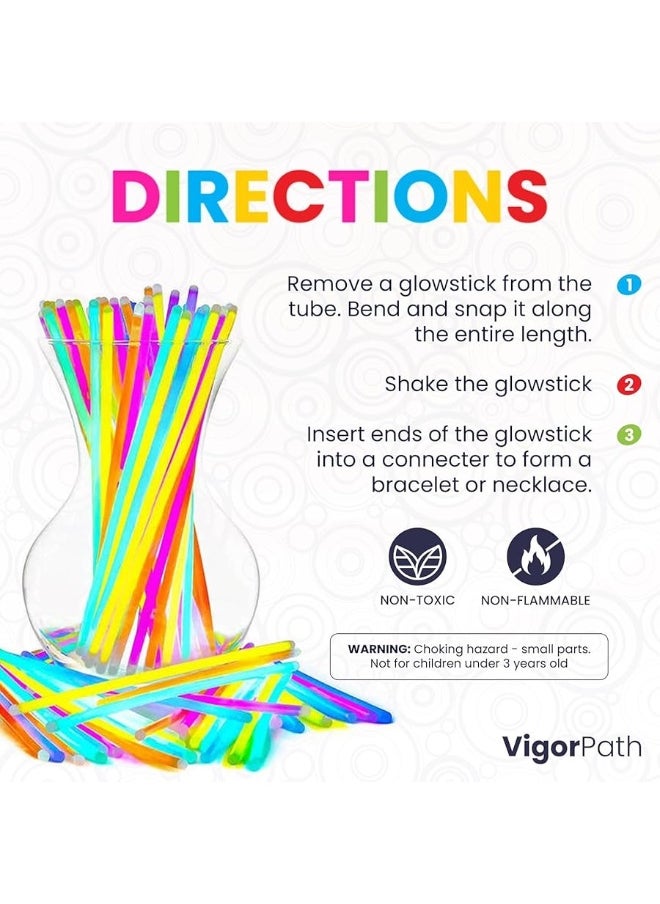 vigor path - Set of 100' Luminous Sticks - 8" Glowsticks for Bracelets, Necklaces - Perfect for Neon-Themed Parties, Easter Celebrations, Festive Christmas Evenings, Spooky Halloween Nights, and Football Fanatic - Image 1