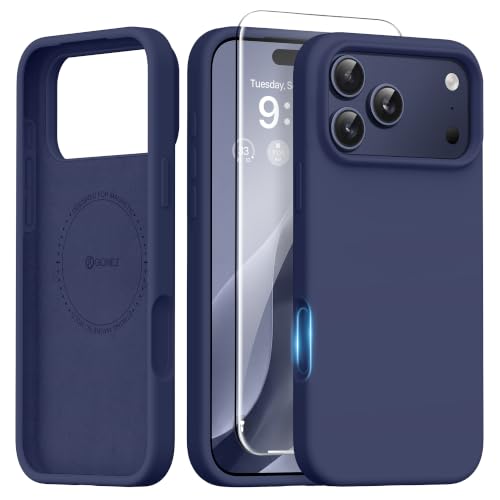 GONEZ Magnetic for iPhone 17 Pro Max Case Compatible with MagSafe AntiScratch Microfiber Lining Screen Protector Silicone Camera Control Shockproof Slim Phone Cover 69 inch Midnight Blue - Image 1