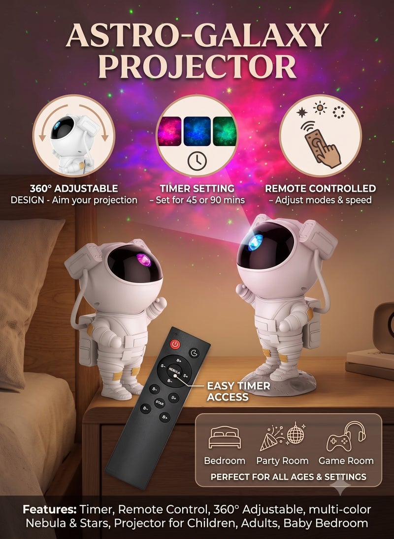 BGM Astronaut Star Projector Night Light with Remote Control, Timer & 360° Adjustable Nebula Galaxy Projection - Image 2