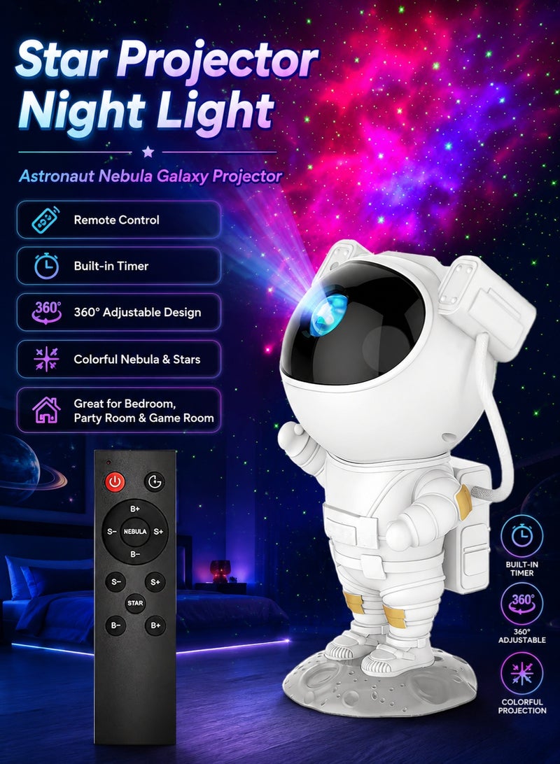 BGM Astronaut Star Projector Night Light with Remote Control, Timer & 360° Adjustable Nebula Galaxy Projection - Image 1