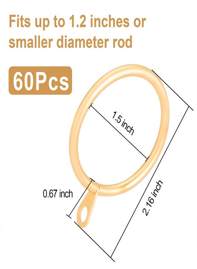 Wision 60 pcs 1.5-Inch Inner Diameter Metal Drapery Rings Curtain Rings with Eyelets, Fits Up to 1 1/4-Inch Rod, Warm Gold - Image 2