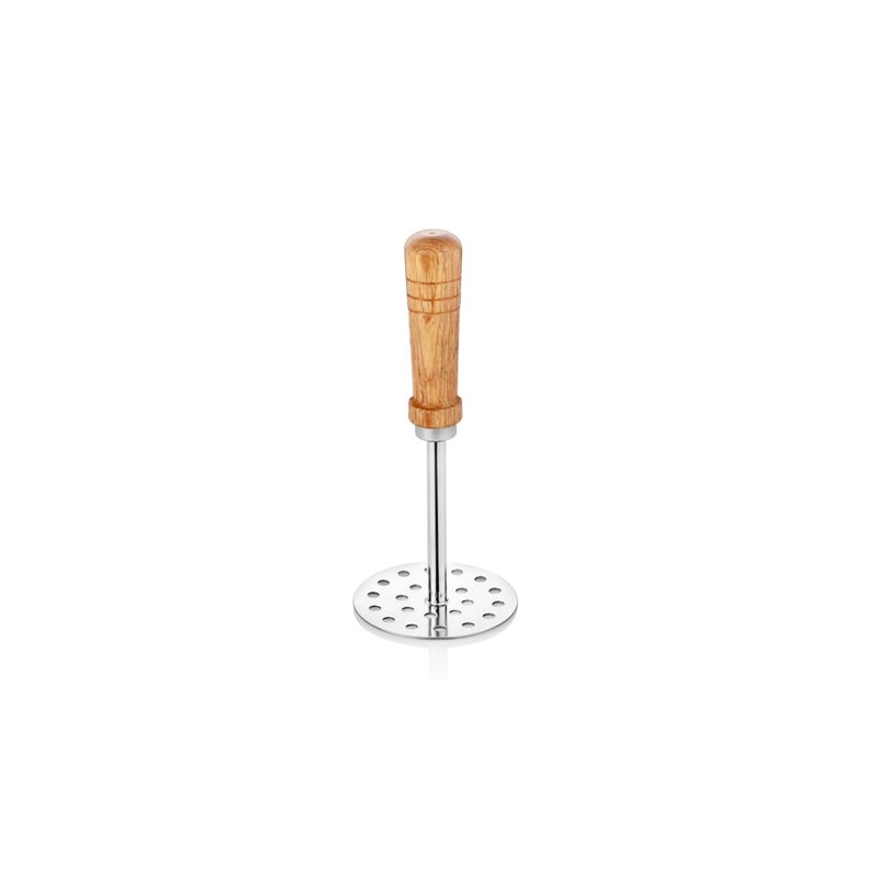 Embassy Stainless Steel Potato Masher with Wooden Handle Size 3 Diameter 83 cms Ideal for mashing VegetablePav BhajiBaby Food Smasher for Kitchen - Image 1