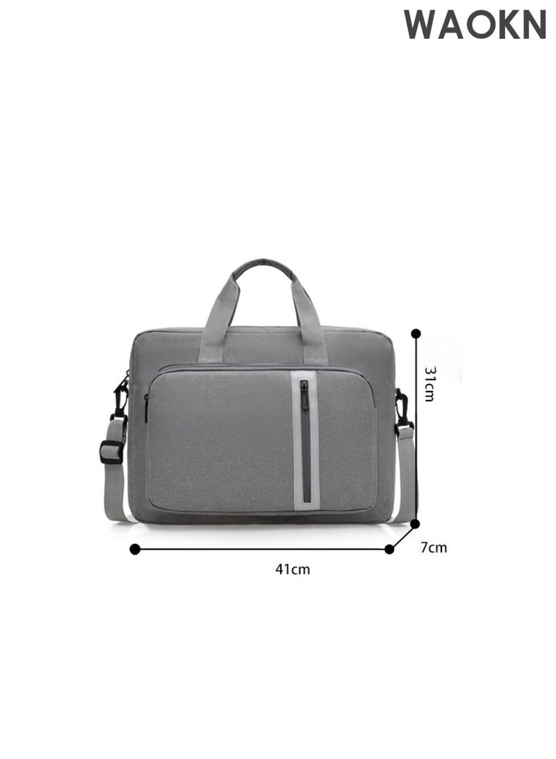 WAOKN Waterproof 15-16 inch lightweight business laptop bag, can be divided into partitions to store MacBook Air, iPad, mouse and data cables, etc , Waterproof, wear-resistant and dirt resistant , unisex , grey . - Image 5