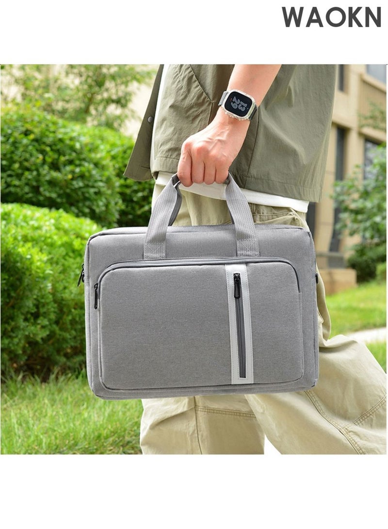 WAOKN Waterproof 15-16 inch lightweight business laptop bag, can be divided into partitions to store MacBook Air, iPad, mouse and data cables, etc , Waterproof, wear-resistant and dirt resistant , unisex , grey . - Image 2