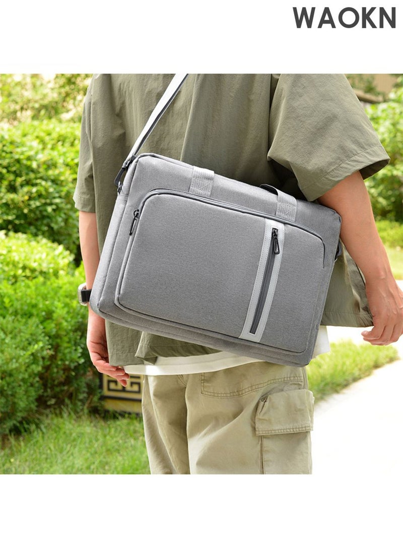 WAOKN Waterproof 15-16 inch lightweight business laptop bag, can be divided into partitions to store MacBook Air, iPad, mouse and data cables, etc , Waterproof, wear-resistant and dirt resistant , unisex , grey . - Image 3