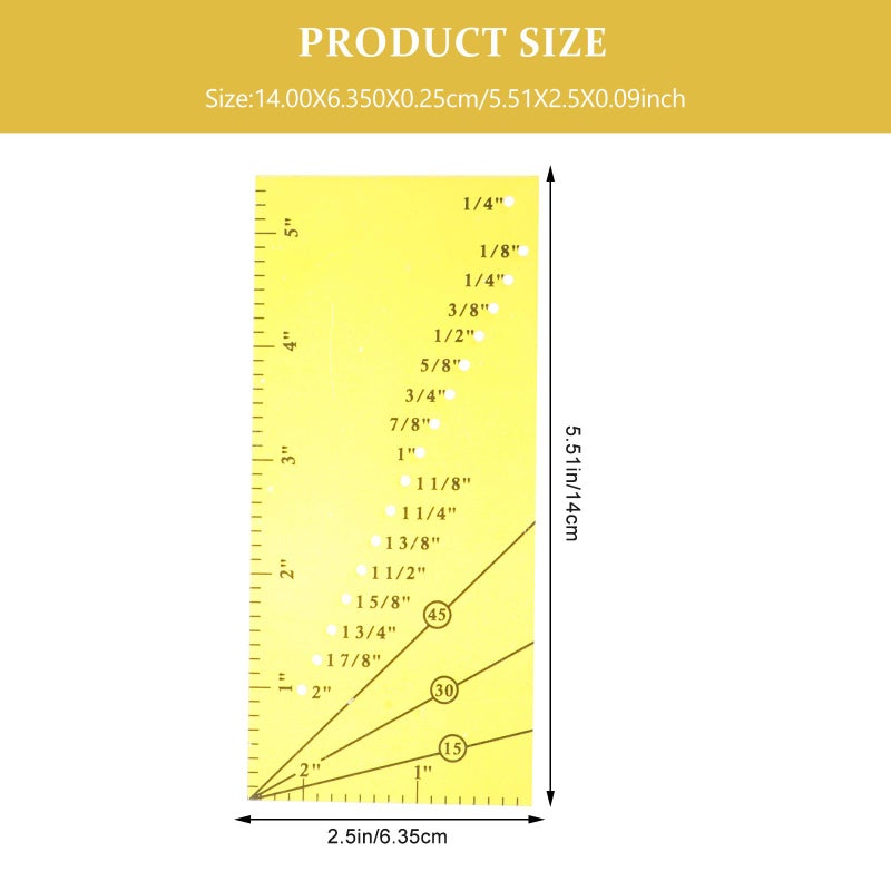 Yellow Acrylic Sewing Seam Allowance Ruler Tailor Craft Tool for DIY Quilting and Patchwork - Image 3