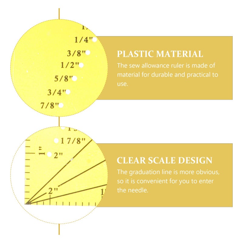 Yellow Acrylic Sewing Seam Allowance Ruler Tailor Craft Tool for DIY Quilting and Patchwork - Image 4