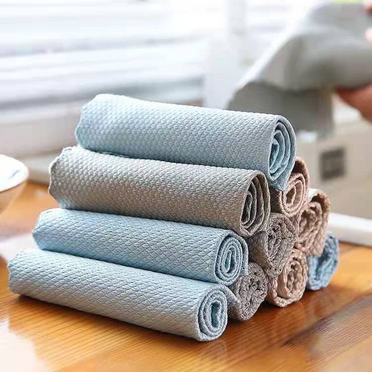Fish Scale Cloth Lazy Rag Scale Grid Leaves No Marks Fish Linn Cloth Wipe Glass Cloth Leaves No Water Stain Cleaning Cloth Washing Cloth - Image 1