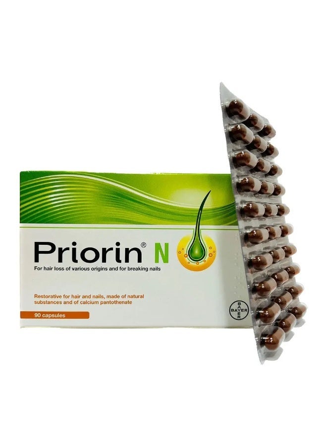 بريورين كبسولات Priorin N لنمو الشعر والأظافر مع الكالسيوم والدخن والسيستين تساعد في 12 أسبوعًا فقط من الاستخدام المنتظم، عبوة من 90 كبسولة - Image 1