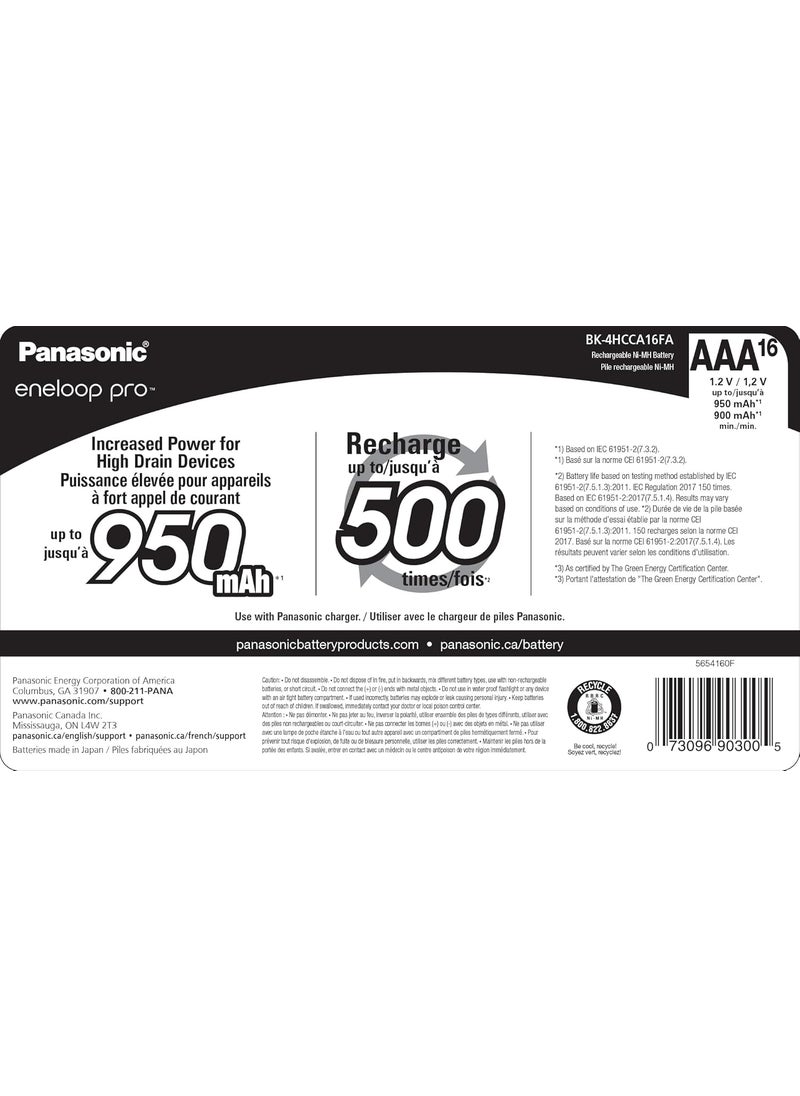 eneloop Eneloop Panasonic BK4HCCA16FA pro AAA High Capacity NiMH PreCharged Rechargeable Batteries 16Battery Pack  - Image 2