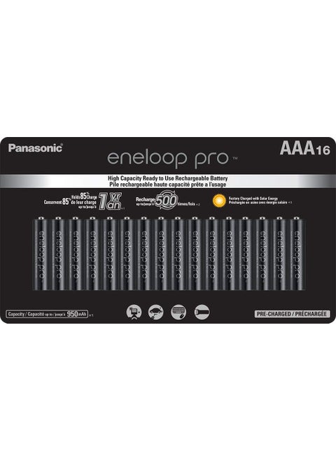 Eneloop Panasonic BK4HCCA16FA pro AAA High Capacity NiMH PreCharged Rechargeable Batteries 16Battery Pack