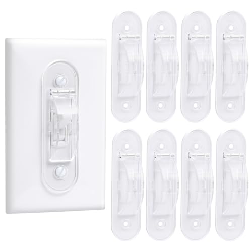 CLYMENE Wall Switch Guard Childproof Light Switch Cover Guard Toggle Style Light Switch Protection Lock Toggle Switch in On or Off Position 8 Pack Clear - Image 1