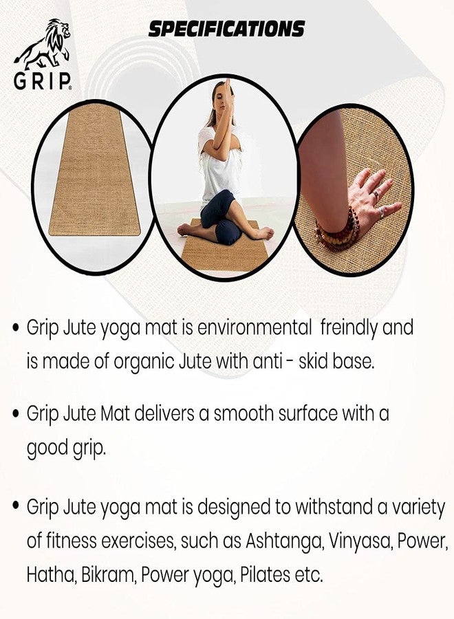 جريب سجادات يوغا من الجوت من GRIP® | 24 × 72 بوصة | سمك 5 مم | صديقة للبيئة | ممتازة | مانعة للانزلاق | توفر ثباتًا مع خصائص عضوية مضادة للميكروبات. - Image 4