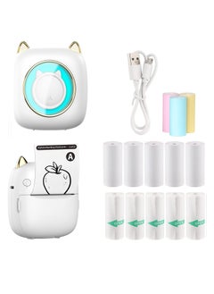 Mini Printer Portable, Pocket Thermal Printer with 13 Rolls Paper,Bluetooth Wireless Smart Printer for Pictures/Retro-Style Photos/Receipts/Notes/Lists/Label/Memo/QR Codes with Android or iOS APP