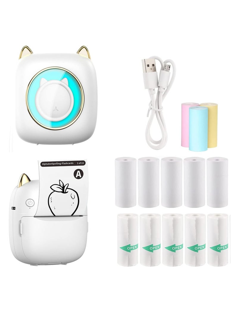 Rightsure - Mini Printer Portable, Pocket Thermal Printer with 13 Rolls Paper,Bluetooth Wireless Smart Printer for Pictures/Retro-Style Photos/Receipts/Notes/Lists/Label/Memo/QR Codes with Android or iOS APP - Image 1