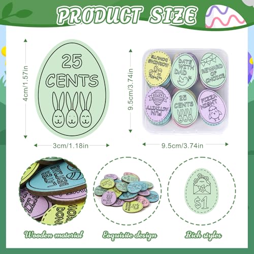 Hedeey Easter Egg Fillers30 Pack Wooden Easter Egg Tokens for KidEaster Stuffers with 30 Diffrent Engraved SayingsEater Filled Actity for Kids Teens Toddler Girls BoysEgg - Image 5