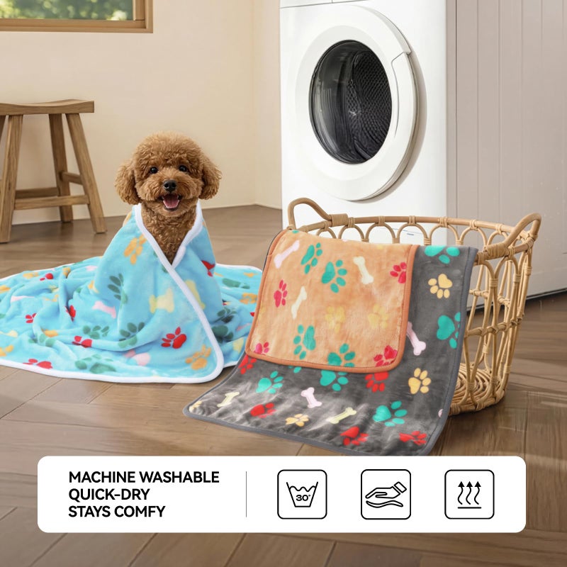LINENLUX 1 Pack 3 Blankets Super Soft Fluffy Premium Fleece Dog Blankets for Puppy Cat Pet Blanket Flannel Throw Warm Sleep Bones and Claws 23x16 inches - Image 4