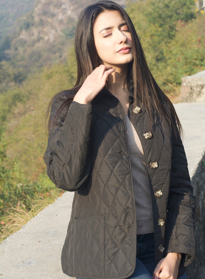 P FOR PRETTY Black Mid Length Padded Jacket - Image 1