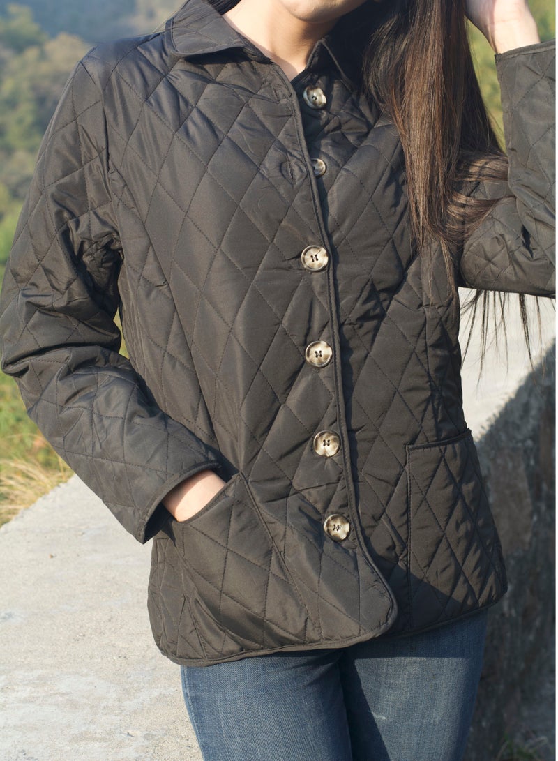 P FOR PRETTY Black Mid Length Padded Jacket - Image 3