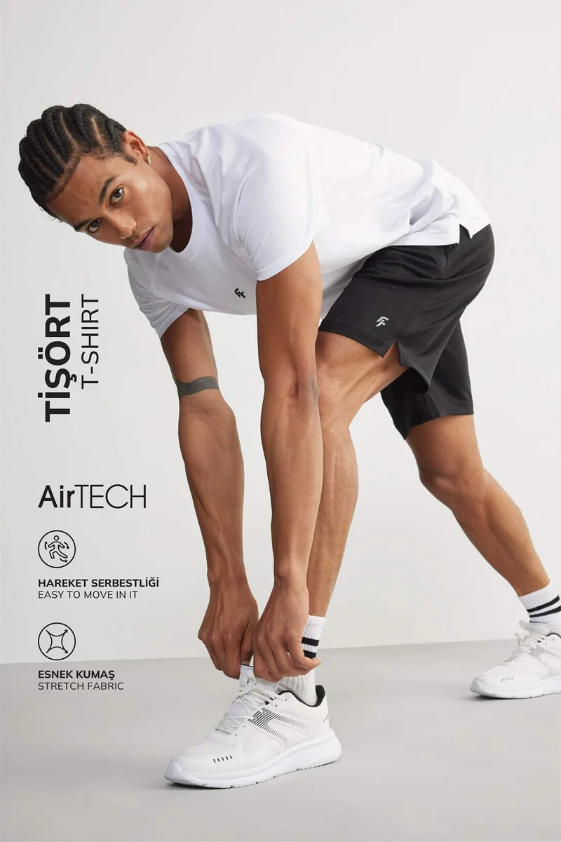 ديفاكتو DeFactoFit Slim Fit Crew Neck Printed Sports T-Shirt