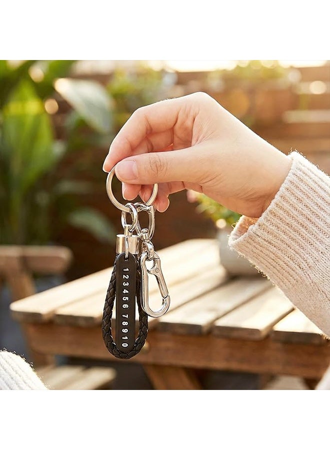 2PCS Anti-lost Car Keychain with Phone Number Card Keyring Phone Number Plate Key Ring Auto Vehicle Key Chain Accessories - Image 2