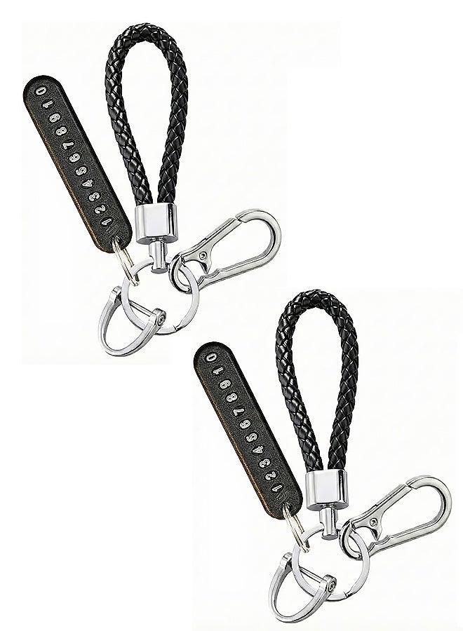 2PCS Anti-lost Car Keychain with Phone Number Card Keyring Phone Number Plate Key Ring Auto Vehicle Key Chain Accessories - Image 1