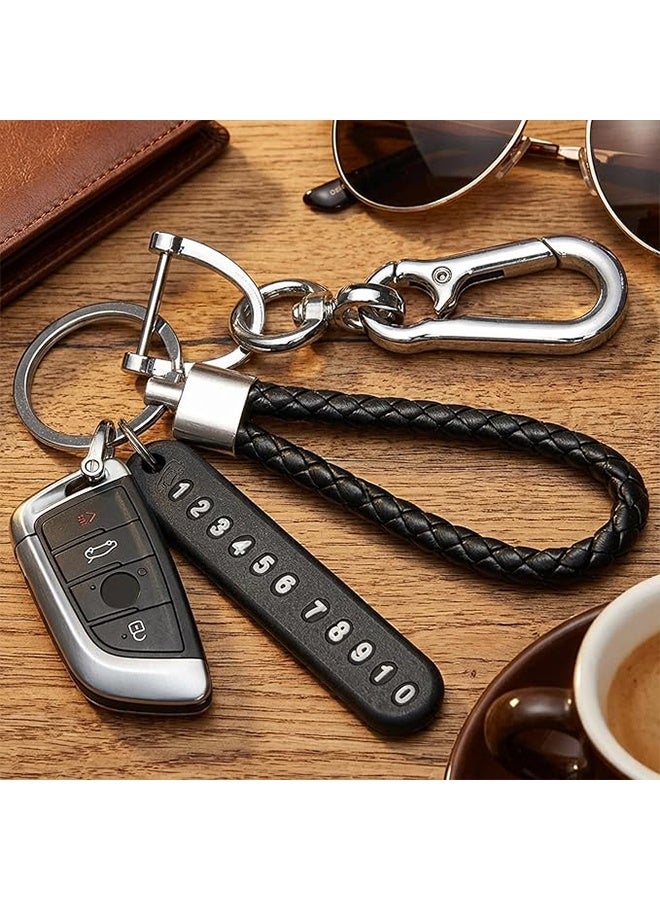 2PCS Anti-lost Car Keychain with Phone Number Card Keyring Phone Number Plate Key Ring Auto Vehicle Key Chain Accessories - Image 5
