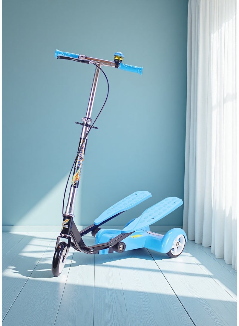 إيزي فيتشور سكوتر ركل ثلاثي العجلات بمقود قابل للتعديل والطي من إيزي فيوتشر للأطفال - سكوتر ذكي مزدوج الدواسات للأولاد والبنات - Image 1