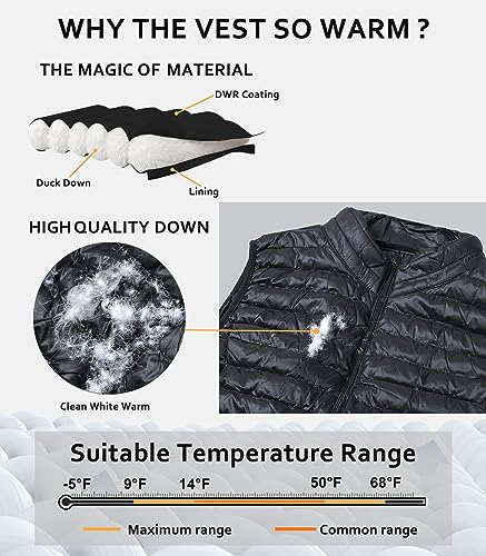 ELFJOY Long Puffer Vest Women Winter Ultra Light Long Down Vest with Stand Collar Black Womens Vests Outerwear - Image 5