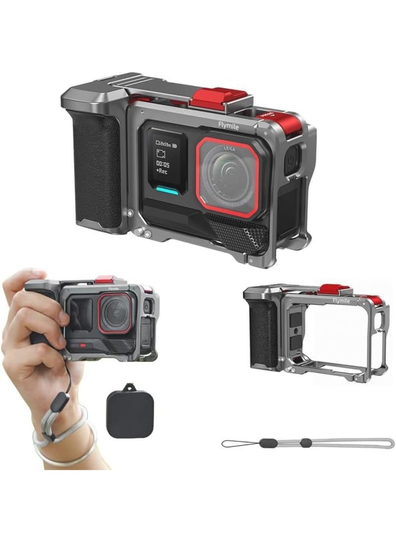 SYOSI Camera Grip Holder Set,Camera Cage Set for Insta360 Ace Pro2/Ace Pro with Shutter Button,Lens Cap,Strap,Full Protection,Easy Grip for Steady Shots,Travel Friendly,Ideal for Content Creators (Black) - Image 1