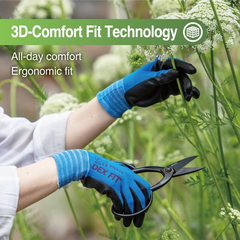 Dex Fit Premium Nylon Nitrile Work Hloves Fn320 12 Pairs 3D-Comfort Fit Firm Grip Thin & Lightweight Deable and Cool Machine قابل للغسل ؛ الأسود 7 (ق) - Image 3