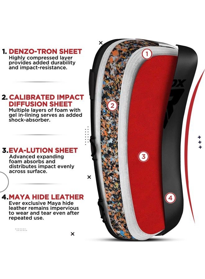 Rdx Punch Pad for Martial Arts, Curved Kickboxing Pads, Muay Thai Training, Maya Hide Leather Boxing Punch Pad, MMA Thai Pads, Trainer Pads, Boxing Pads (One Pad Only) - Image 4