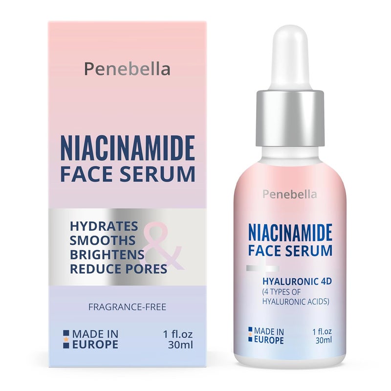 Niacinamide Serum with Vitamin C Zinc  Pore Minimizer Uneven Skin Tone Treatment  Hyaluronic Acid Serum  Brightening and Moisturizing  Made in Europe