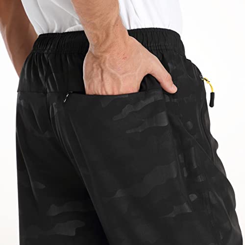 AIRIKE Sweatpants for Mens Outdoor Casual Lightweight Quick Dry Polyester Workout Exercise Sports Trousers with pokcets (Camouflage Black 40) - Image 3