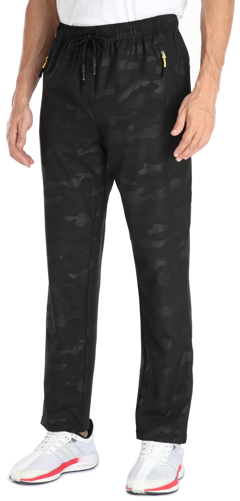 AIRIKE Sweatpants for Mens Outdoor Casual Lightweight Quick Dry Polyester Workout Exercise Sports Trousers with pokcets (Camouflage Black 40) - Image 1